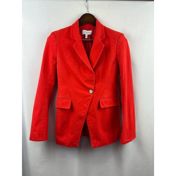 Women’s Derek Lam 10 Crosby Size 4 Red Blazer with Single Button Enclosure - Picture 1 of 6
